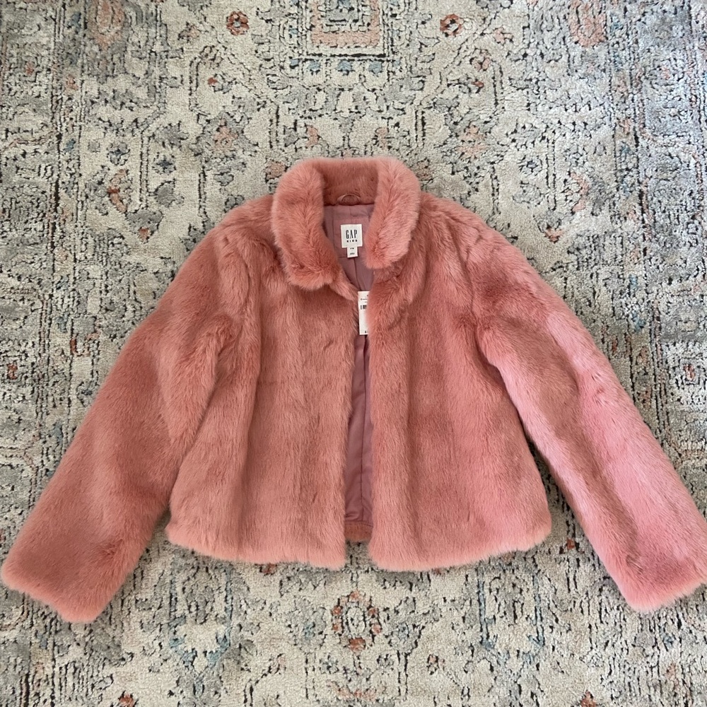 Gap pink fur jacket large
